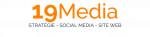 Logo orange texte bleu